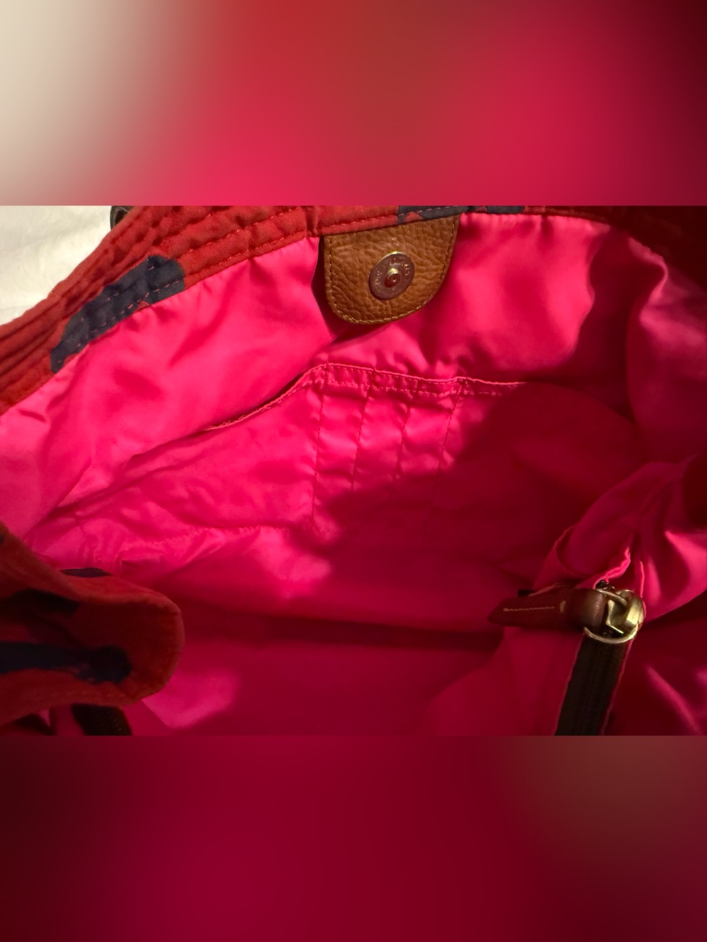 Dooney & Bourke Red and Navy Duck Tote - Picture 10 of 16
